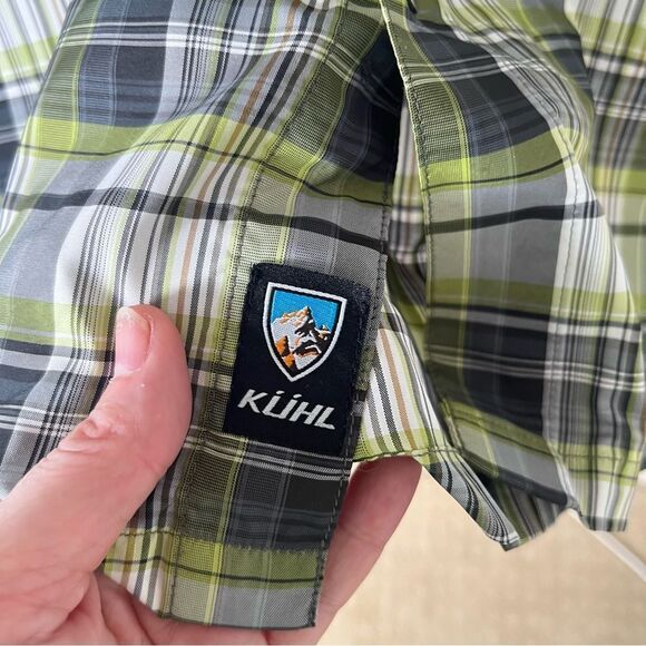 Kuhl Green Plain Ionik UPF 30 Short Sleeve Hiking Travel Button Down Shirt - Picture 5 of 8